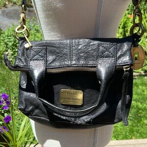 Fossil Modern Cargo Leather Fold over  Handbag Shoulder bag Crossbody Long live